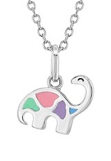 elegant enamel dinosaur silver baby necklace